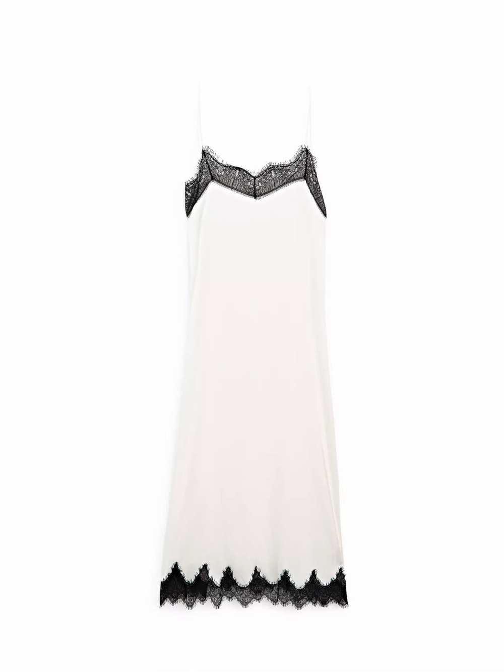 MASSIMO DUTTI CONTRAST LACE-TRIMMED MIDI DRESS - never worn